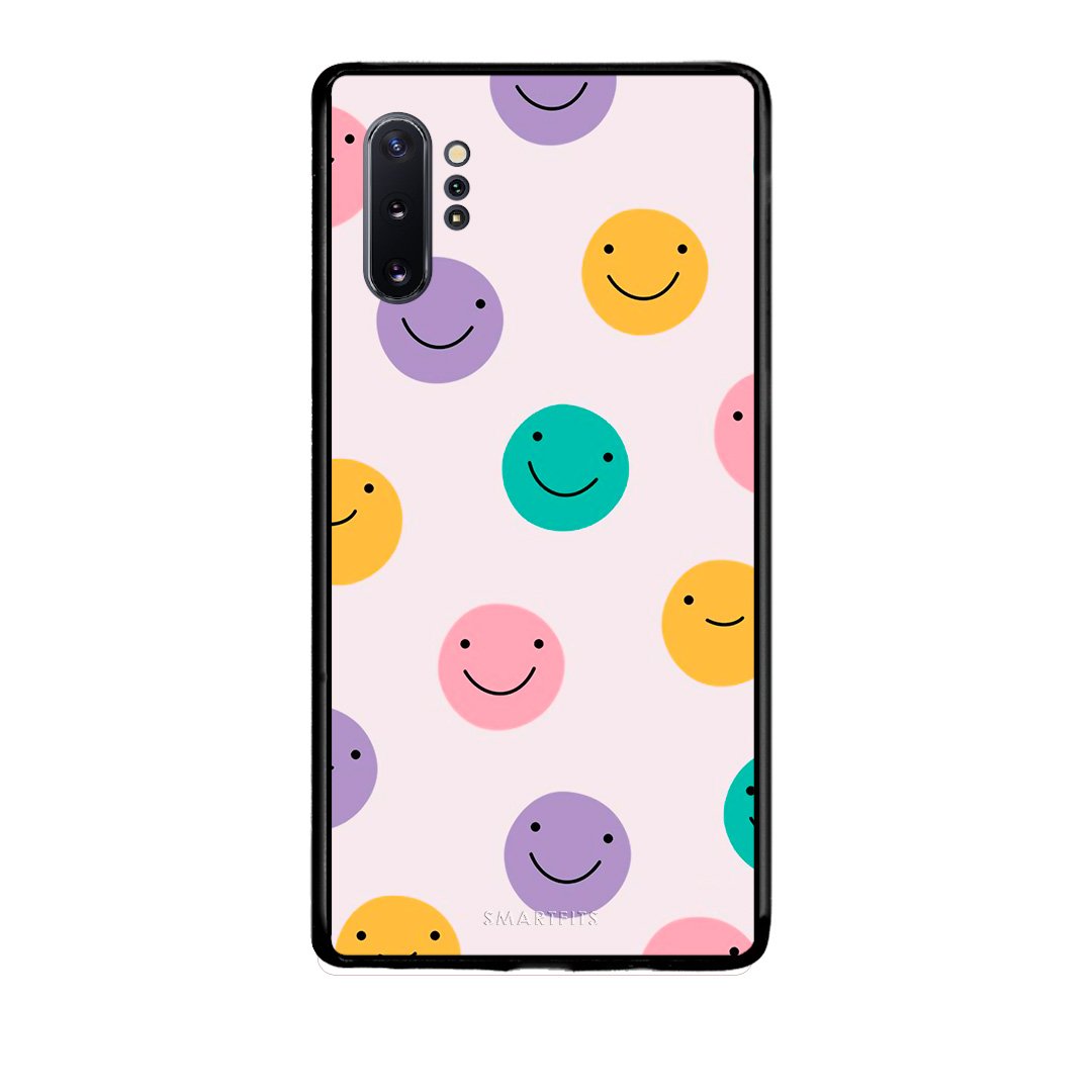 Samsung Note 10+ Smiley Faces θήκη από τη Smartfits με σχέδιο στο πίσω μέρος και μαύρο περίβλημα | Smartphone case with colorful back and black bezels by Smartfits