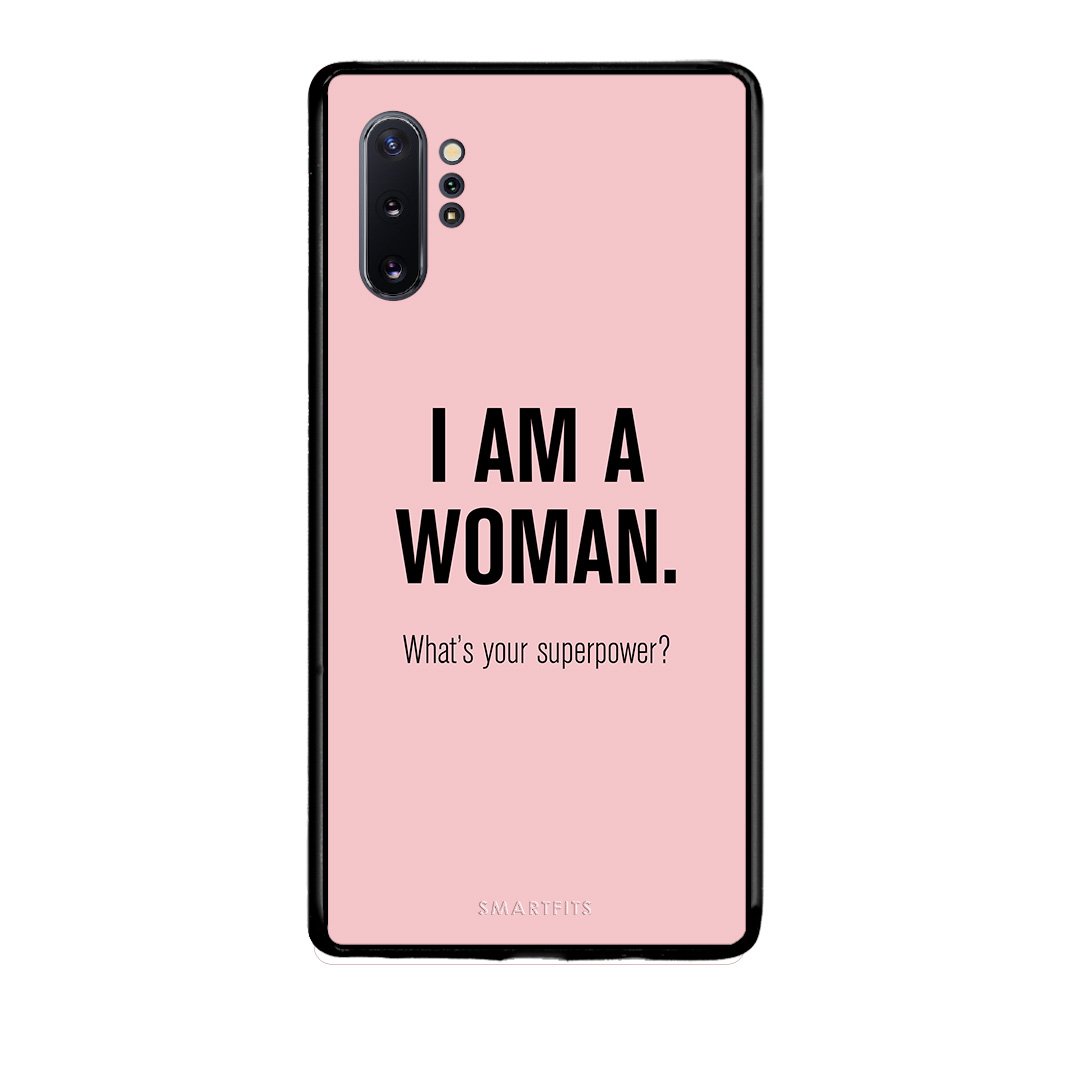 Samsung Note 10+ Superpower Woman θήκη από τη Smartfits με σχέδιο στο πίσω μέρος και μαύρο περίβλημα | Smartphone case with colorful back and black bezels by Smartfits