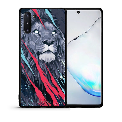Θήκη Samsung Note 10 Lion Designer PopArt από τη Smartfits με σχέδιο στο πίσω μέρος και μαύρο περίβλημα | Samsung Note 10 Lion Designer PopArt case with colorful back and black bezels