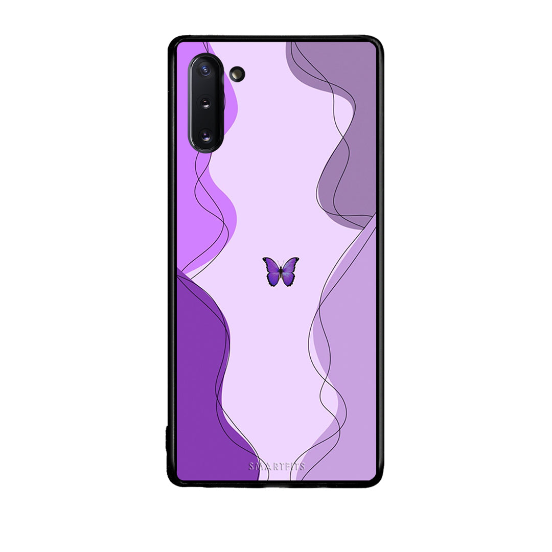 Samsung Note 10 Purple Mariposa Θήκη Αγίου Βαλεντίνου από τη Smartfits με σχέδιο στο πίσω μέρος και μαύρο περίβλημα | Smartphone case with colorful back and black bezels by Smartfits