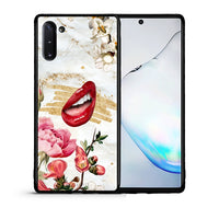 Thumbnail for Θήκη Samsung Note 10 Red Lips από τη Smartfits με σχέδιο στο πίσω μέρος και μαύρο περίβλημα | Samsung Note 10 Red Lips case with colorful back and black bezels