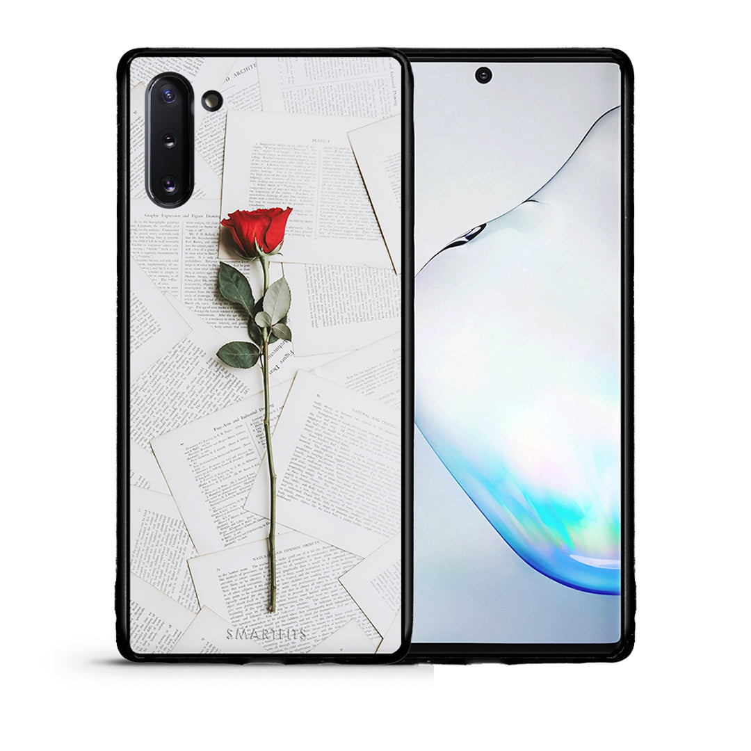 Θήκη Samsung Note 10 Red Rose από τη Smartfits με σχέδιο στο πίσω μέρος και μαύρο περίβλημα | Samsung Note 10 Red Rose case with colorful back and black bezels