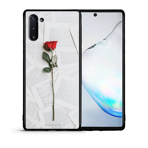 Θήκη Samsung Note 10 Red Rose από τη Smartfits με σχέδιο στο πίσω μέρος και μαύρο περίβλημα | Samsung Note 10 Red Rose case with colorful back and black bezels