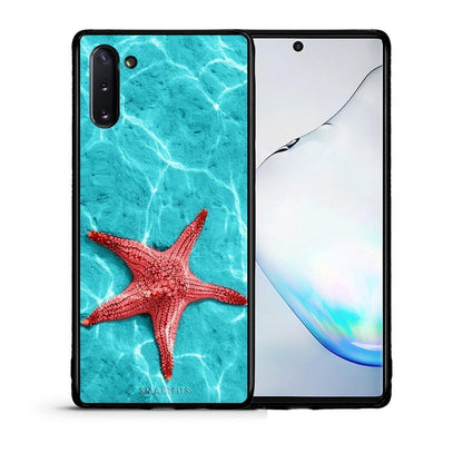 Θήκη Samsung Note 10 Red Starfish από τη Smartfits με σχέδιο στο πίσω μέρος και μαύρο περίβλημα | Samsung Note 10 Red Starfish case with colorful back and black bezels
