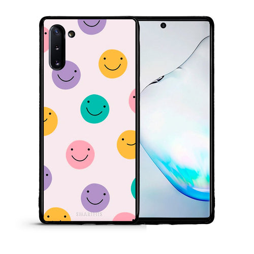 Θήκη Samsung Note 10 Smiley Faces από τη Smartfits με σχέδιο στο πίσω μέρος και μαύρο περίβλημα | Samsung Note 10 Smiley Faces case with colorful back and black bezels