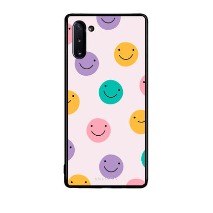 Samsung Note 10 Smiley Faces θήκη από τη Smartfits με σχέδιο στο πίσω μέρος και μαύρο περίβλημα | Smartphone case with colorful back and black bezels by Smartfits