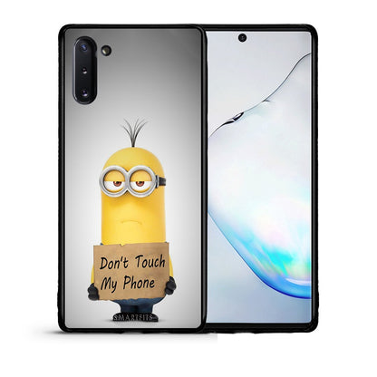 Θήκη Samsung Note 10 Minion Text από τη Smartfits με σχέδιο στο πίσω μέρος και μαύρο περίβλημα | Samsung Note 10 Minion Text case with colorful back and black bezels