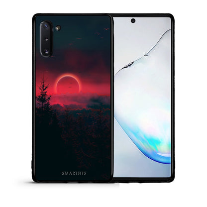 Θήκη Samsung Note 10 Sunset Tropic από τη Smartfits με σχέδιο στο πίσω μέρος και μαύρο περίβλημα | Samsung Note 10 Sunset Tropic case with colorful back and black bezels