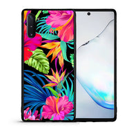 Thumbnail for Θήκη Samsung Note 10 Tropical Flowers από τη Smartfits με σχέδιο στο πίσω μέρος και μαύρο περίβλημα | Samsung Note 10 Tropical Flowers case with colorful back and black bezels