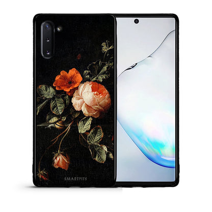Θήκη Samsung Note 10 Vintage Roses από τη Smartfits με σχέδιο στο πίσω μέρος και μαύρο περίβλημα | Samsung Note 10 Vintage Roses case with colorful back and black bezels