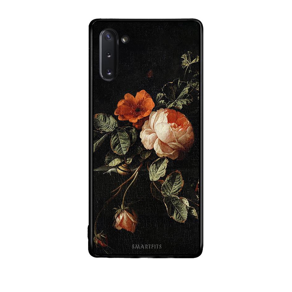 Samsung Note 10 Vintage Roses θήκη από τη Smartfits με σχέδιο στο πίσω μέρος και μαύρο περίβλημα | Smartphone case with colorful back and black bezels by Smartfits