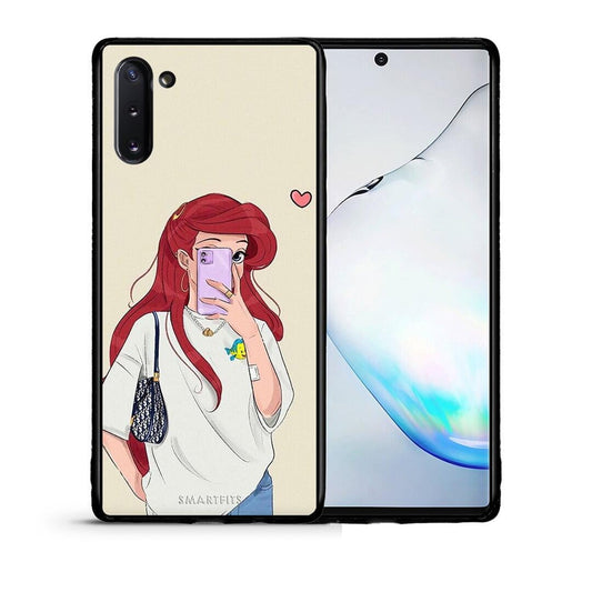 Θήκη Samsung Note 10 Walking Mermaid από τη Smartfits με σχέδιο στο πίσω μέρος και μαύρο περίβλημα | Samsung Note 10 Walking Mermaid case with colorful back and black bezels