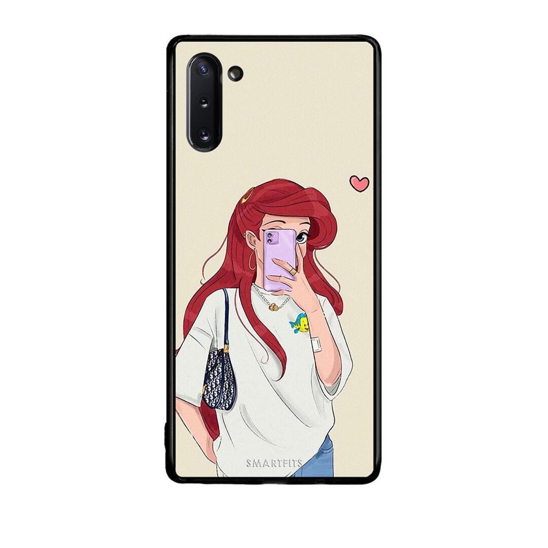 Samsung Note 10 Walking Mermaid Θήκη από τη Smartfits με σχέδιο στο πίσω μέρος και μαύρο περίβλημα | Smartphone case with colorful back and black bezels by Smartfits