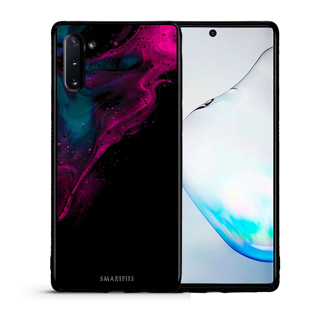 Θήκη Samsung Note 10 Pink Black Watercolor από τη Smartfits με σχέδιο στο πίσω μέρος και μαύρο περίβλημα | Samsung Note 10 Pink Black Watercolor case with colorful back and black bezels