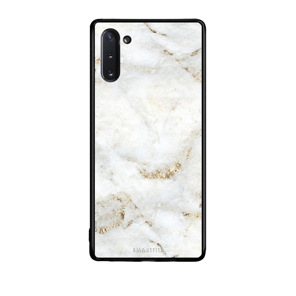 Samsung Note 10 White Gold Marble θήκη από τη Smartfits με σχέδιο στο πίσω μέρος και μαύρο περίβλημα | Smartphone case with colorful back and black bezels by Smartfits