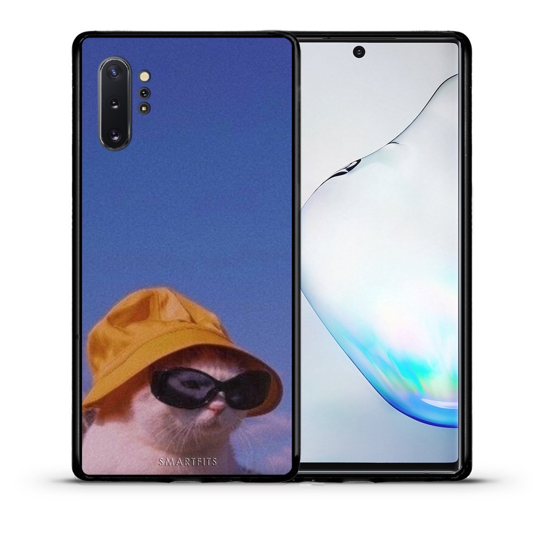Θήκη Samsung Note 10+ Cat Diva από τη Smartfits με σχέδιο στο πίσω μέρος και μαύρο περίβλημα | Samsung Note 10+ Cat Diva case with colorful back and black bezels
