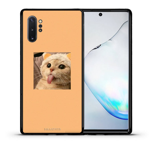 Θήκη Samsung Note 10+ Cat Tongue από τη Smartfits με σχέδιο στο πίσω μέρος και μαύρο περίβλημα | Samsung Note 10+ Cat Tongue case with colorful back and black bezels