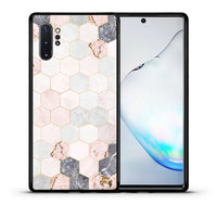 Thumbnail for Θήκη Samsung Note 10+ Hexagon Pink Marble από τη Smartfits με σχέδιο στο πίσω μέρος και μαύρο περίβλημα | Samsung Note 10+ Hexagon Pink Marble case with colorful back and black bezels