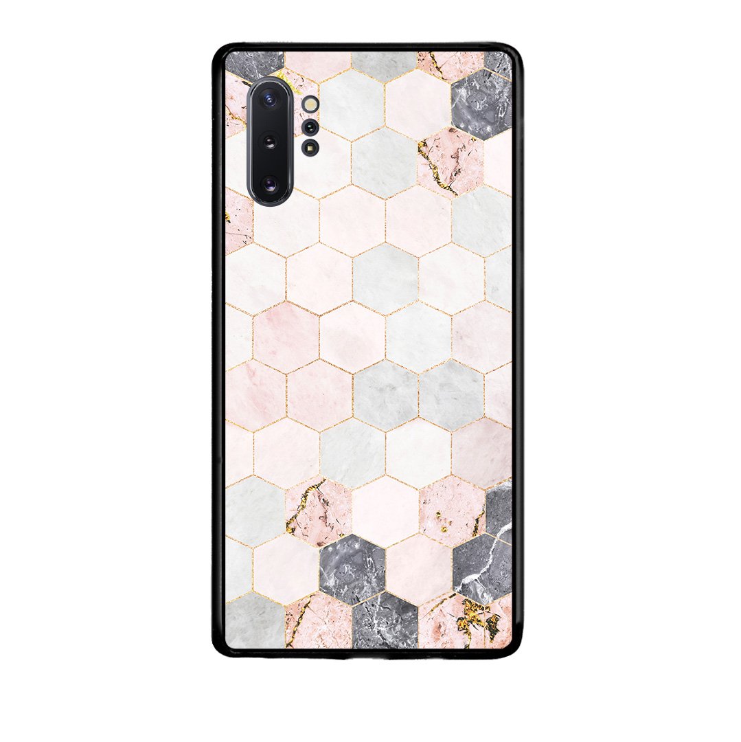 4 - Samsung Note 10+ Hexagon Pink Marble case, cover, bumper