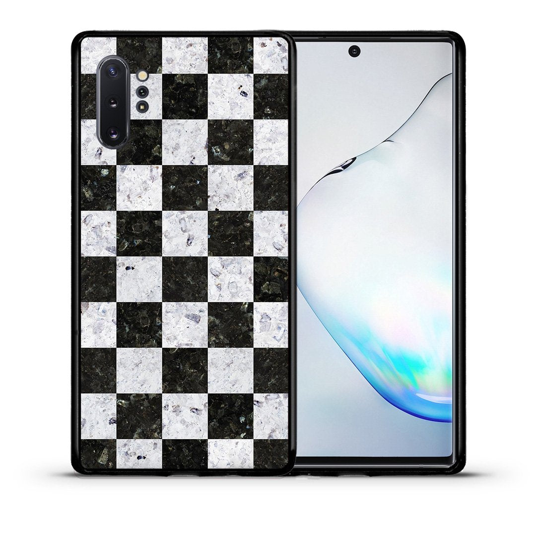Θήκη Samsung Note 10+ Square Geometric Marble από τη Smartfits με σχέδιο στο πίσω μέρος και μαύρο περίβλημα | Samsung Note 10+ Square Geometric Marble case with colorful back and black bezels