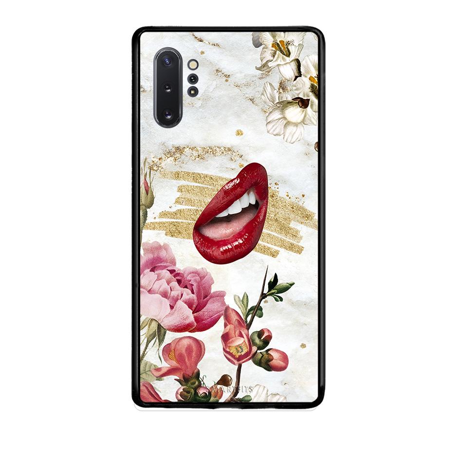 Samsung Note 10+ Red Lips θήκη από τη Smartfits με σχέδιο στο πίσω μέρος και μαύρο περίβλημα | Smartphone case with colorful back and black bezels by Smartfits