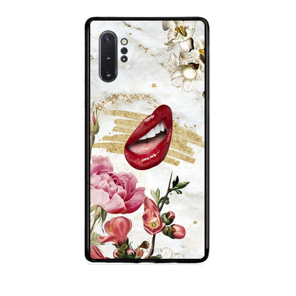 Samsung Note 10+ Red Lips θήκη από τη Smartfits με σχέδιο στο πίσω μέρος και μαύρο περίβλημα | Smartphone case with colorful back and black bezels by Smartfits