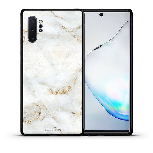 Θήκη Samsung Note 10+ White Gold Marble από τη Smartfits με σχέδιο στο πίσω μέρος και μαύρο περίβλημα | Samsung Note 10+ White Gold Marble case with colorful back and black bezels