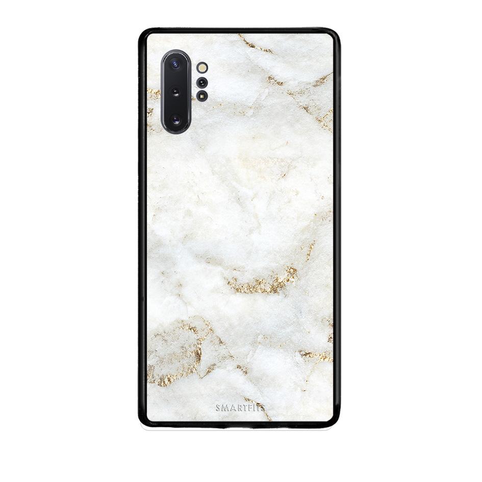 Samsung Note 10+ White Gold Marble θήκη από τη Smartfits με σχέδιο στο πίσω μέρος και μαύρο περίβλημα | Smartphone case with colorful back and black bezels by Smartfits