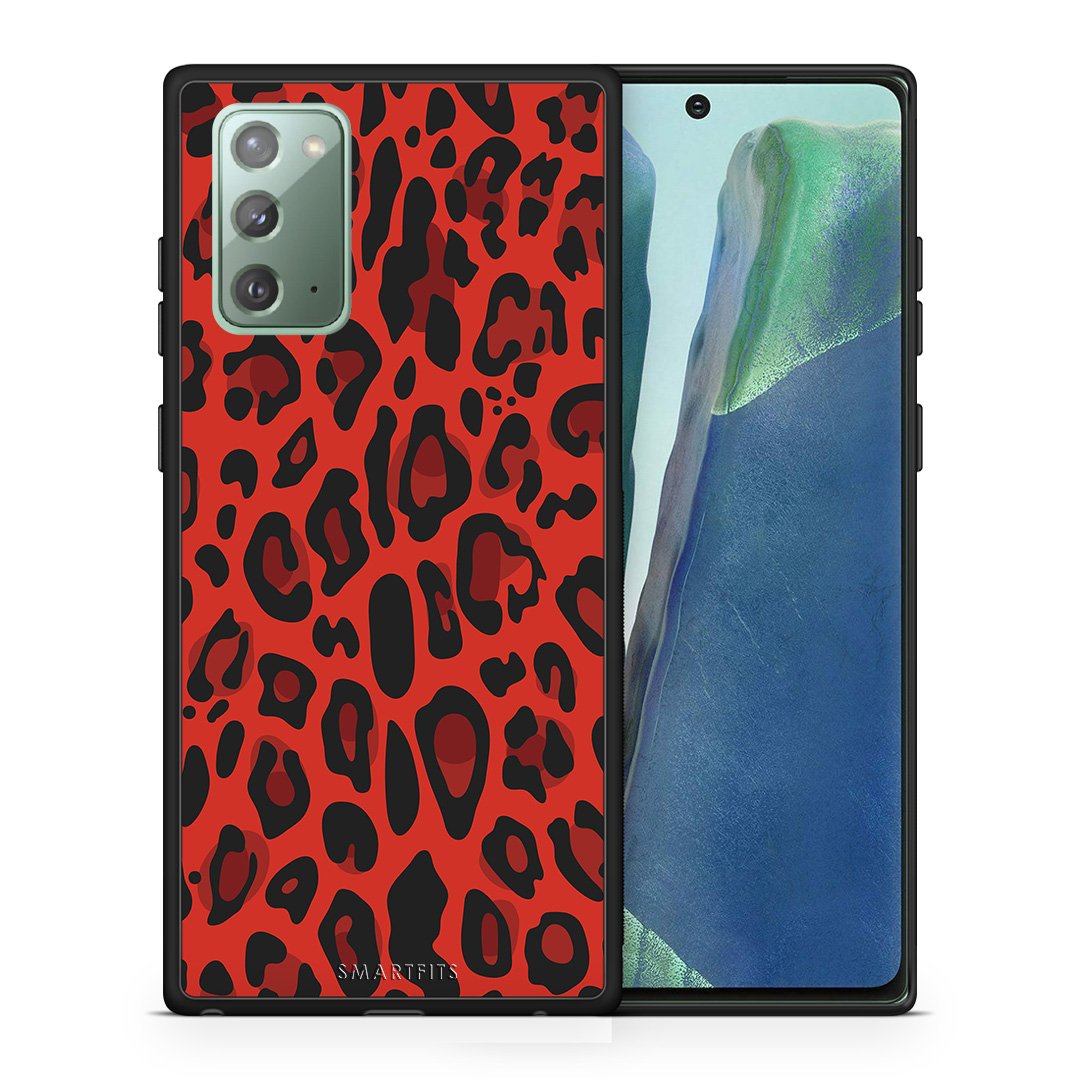 Θήκη Samsung Note 20 Red Leopard Animal από τη Smartfits με σχέδιο στο πίσω μέρος και μαύρο περίβλημα | Samsung Note 20 Red Leopard Animal case with colorful back and black bezels