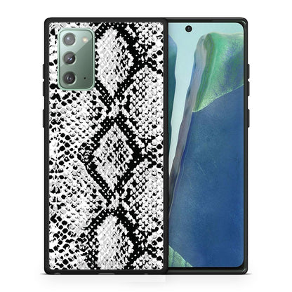 Θήκη Samsung Note 20 White Snake Animal από τη Smartfits με σχέδιο στο πίσω μέρος και μαύρο περίβλημα | Samsung Note 20 White Snake Animal case with colorful back and black bezels