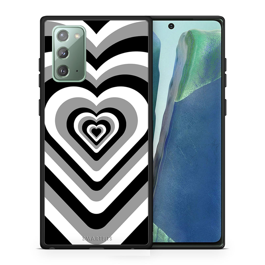 Θήκη Samsung Note 20 Black Hearts από τη Smartfits με σχέδιο στο πίσω μέρος και μαύρο περίβλημα | Samsung Note 20 Black Hearts case with colorful back and black bezels