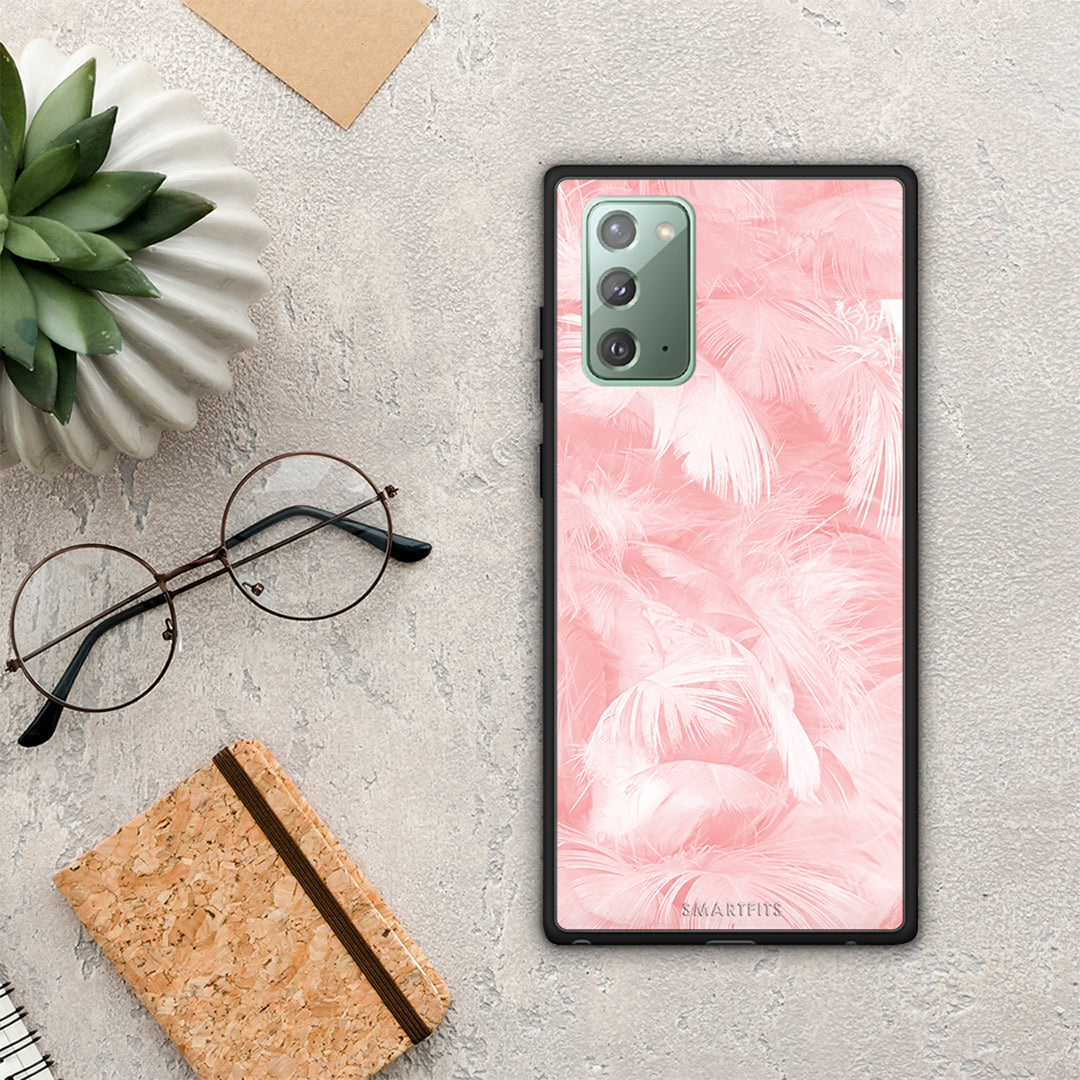 Boho Pink Feather - Samsung Galaxy Note 20 θήκη