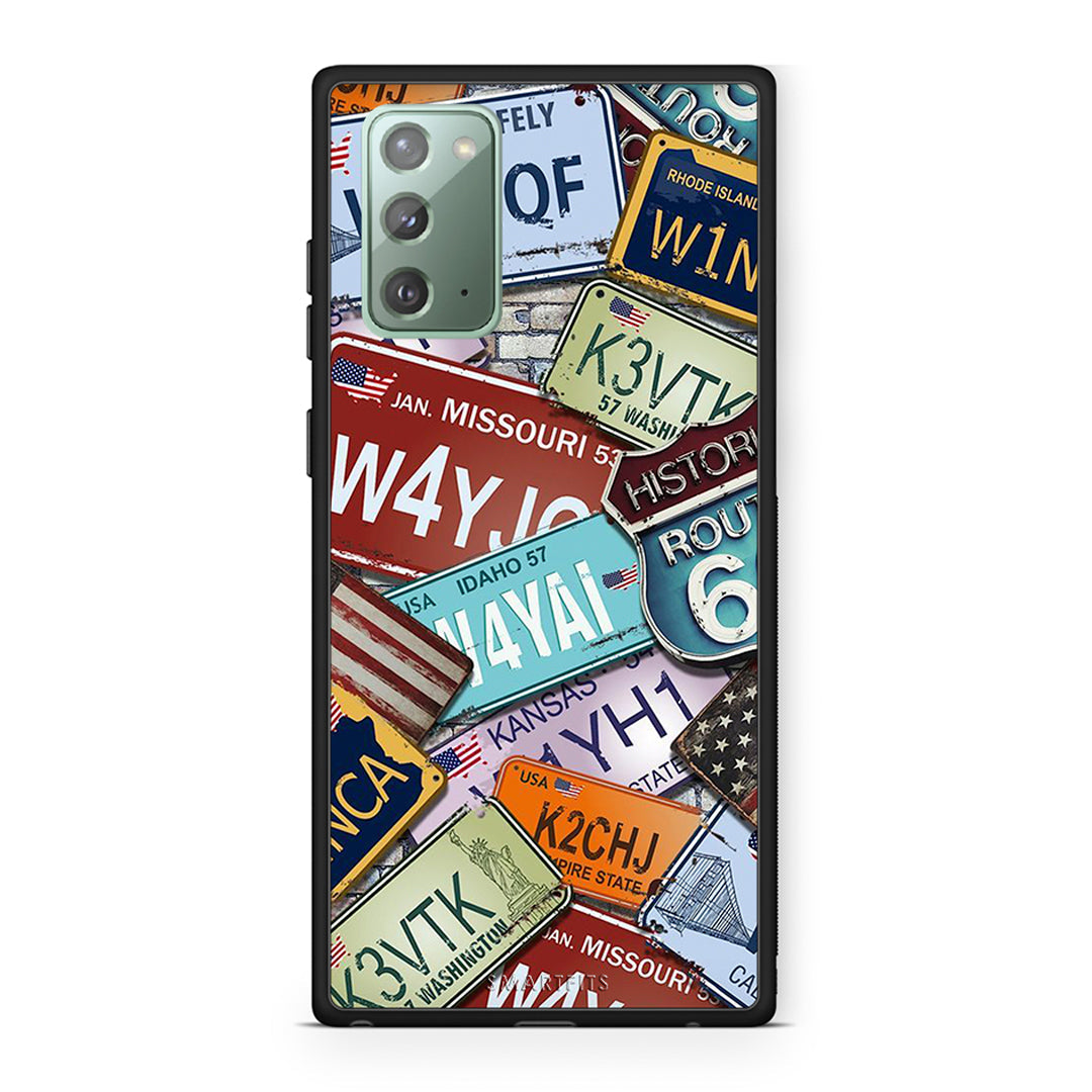 Samsung Note 20 Car Plates θήκη από τη Smartfits με σχέδιο στο πίσω μέρος και μαύρο περίβλημα | Smartphone case with colorful back and black bezels by Smartfits