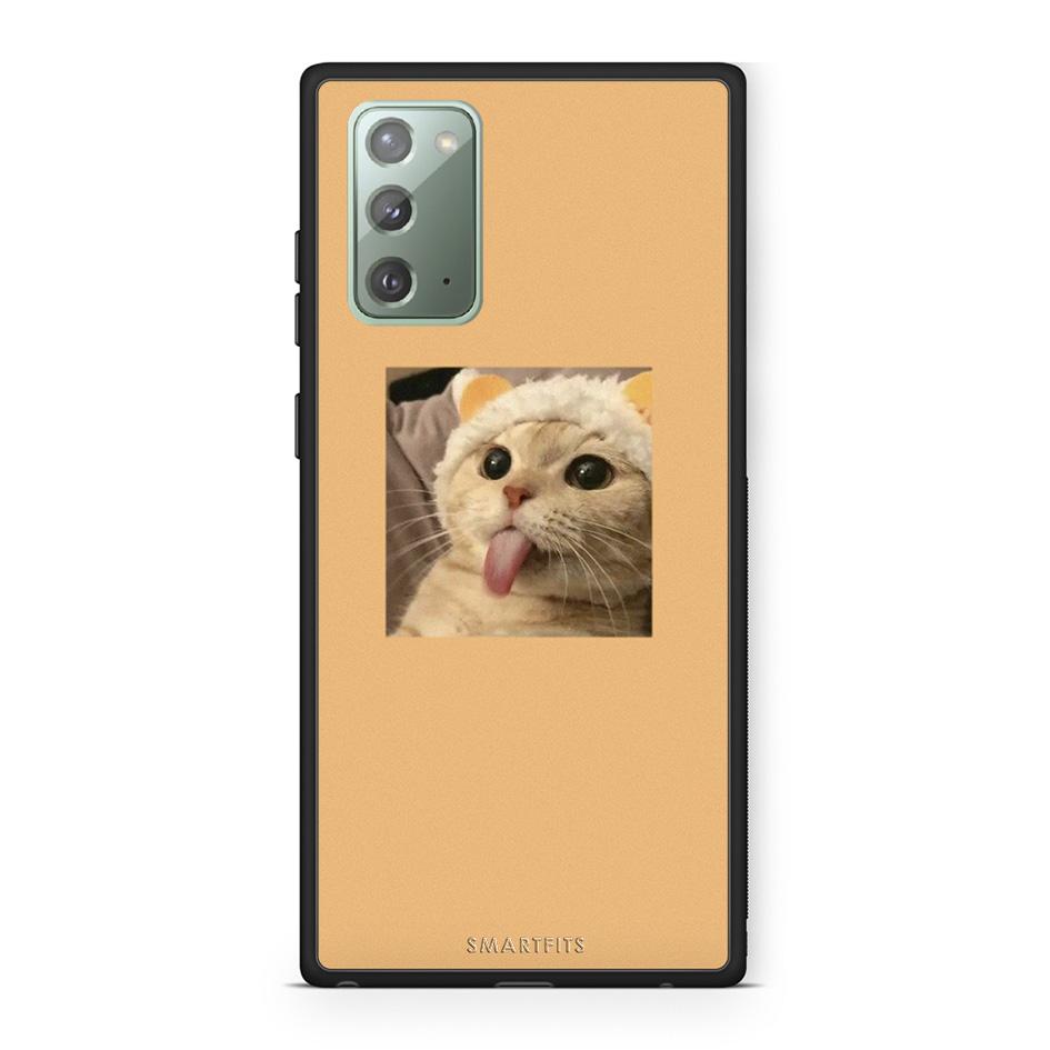 Samsung Note 20 Cat Tongue θήκη από τη Smartfits με σχέδιο στο πίσω μέρος και μαύρο περίβλημα | Smartphone case with colorful back and black bezels by Smartfits