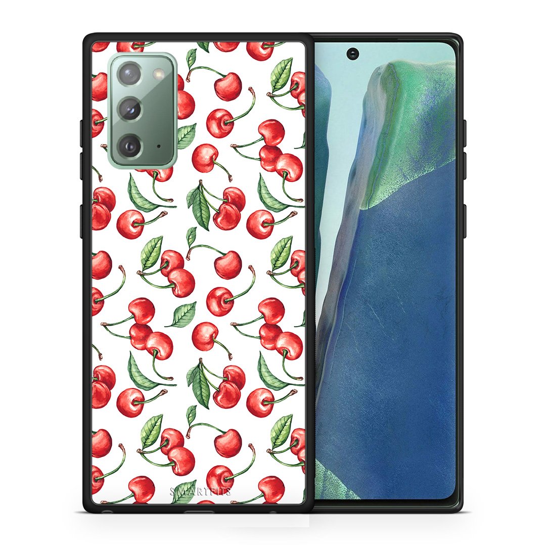 Θήκη Samsung Note 20 Cherry Summer από τη Smartfits με σχέδιο στο πίσω μέρος και μαύρο περίβλημα | Samsung Note 20 Cherry Summer case with colorful back and black bezels