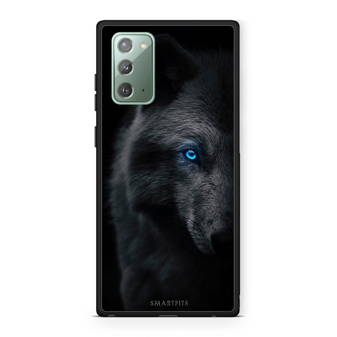 Samsung Note 20 Dark Wolf θήκη από τη Smartfits με σχέδιο στο πίσω μέρος και μαύρο περίβλημα | Smartphone case with colorful back and black bezels by Smartfits