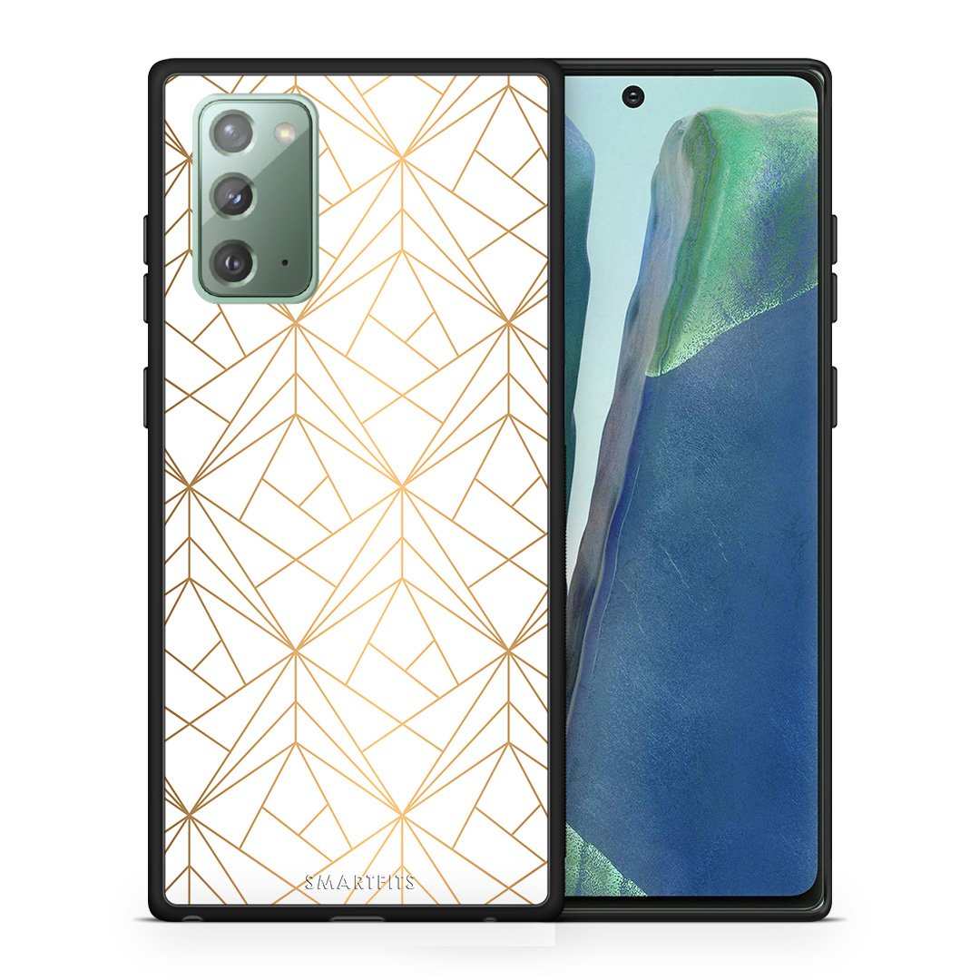 Θήκη Samsung Note 20 Luxury White Geometric από τη Smartfits με σχέδιο στο πίσω μέρος και μαύρο περίβλημα | Samsung Note 20 Luxury White Geometric case with colorful back and black bezels