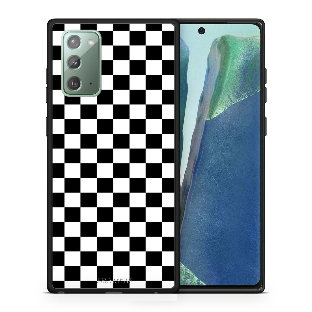 Θήκη Samsung Note 20 Squares Geometric από τη Smartfits με σχέδιο στο πίσω μέρος και μαύρο περίβλημα | Samsung Note 20 Squares Geometric case with colorful back and black bezels