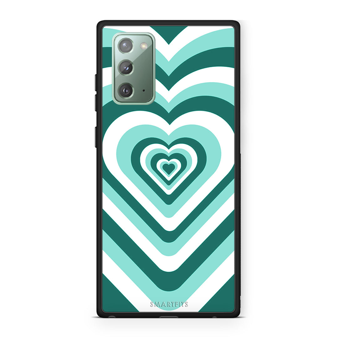 Samsung Note 20 Green Hearts θήκη από τη Smartfits με σχέδιο στο πίσω μέρος και μαύρο περίβλημα | Smartphone case with colorful back and black bezels by Smartfits