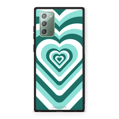 Samsung Note 20 Green Hearts θήκη από τη Smartfits με σχέδιο στο πίσω μέρος και μαύρο περίβλημα | Smartphone case with colorful back and black bezels by Smartfits