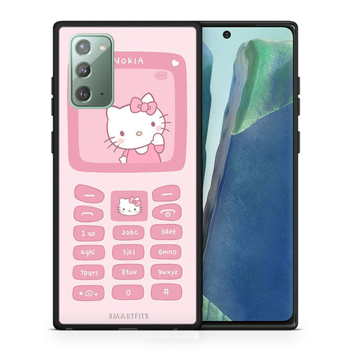 Θήκη Αγίου Βαλεντίνου Samsung Note 20 Hello Kitten από τη Smartfits με σχέδιο στο πίσω μέρος και μαύρο περίβλημα | Samsung Note 20 Hello Kitten case with colorful back and black bezels