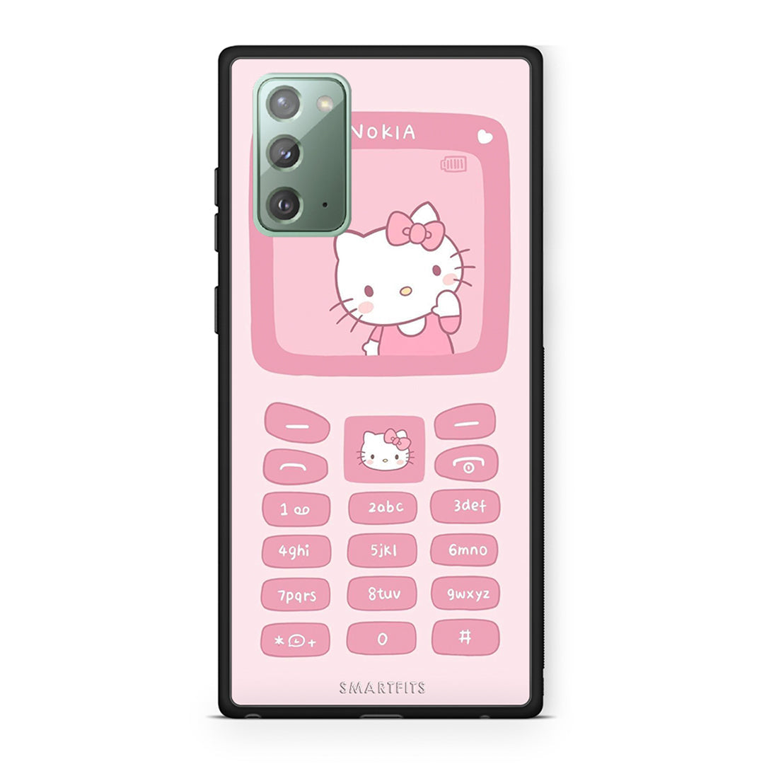 Samsung Note 20 Hello Kitten Θήκη Αγίου Βαλεντίνου από τη Smartfits με σχέδιο στο πίσω μέρος και μαύρο περίβλημα | Smartphone case with colorful back and black bezels by Smartfits