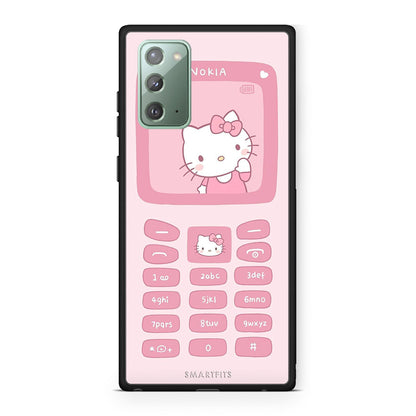 Samsung Note 20 Hello Kitten Θήκη Αγίου Βαλεντίνου από τη Smartfits με σχέδιο στο πίσω μέρος και μαύρο περίβλημα | Smartphone case with colorful back and black bezels by Smartfits