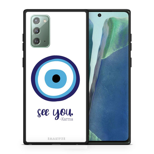 Θήκη Samsung Note 20 Karma Says από τη Smartfits με σχέδιο στο πίσω μέρος και μαύρο περίβλημα | Samsung Note 20 Karma Says case with colorful back and black bezels