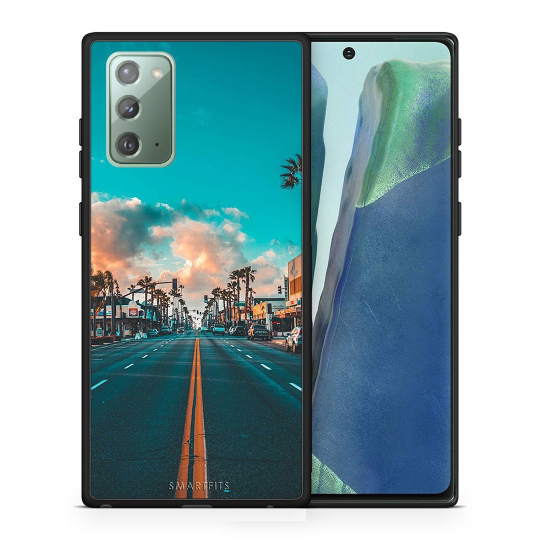 Θήκη Samsung Note 20 City Landscape από τη Smartfits με σχέδιο στο πίσω μέρος και μαύρο περίβλημα | Samsung Note 20 City Landscape case with colorful back and black bezels