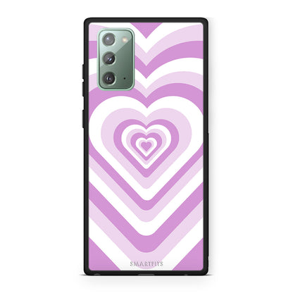 Samsung Note 20 Lilac Hearts θήκη από τη Smartfits με σχέδιο στο πίσω μέρος και μαύρο περίβλημα | Smartphone case with colorful back and black bezels by Smartfits