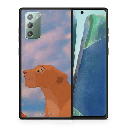 Θήκη Αγίου Βαλεντίνου Samsung Note 20 Lion Love 2 από τη Smartfits με σχέδιο στο πίσω μέρος και μαύρο περίβλημα | Samsung Note 20 Lion Love 2 case with colorful back and black bezels