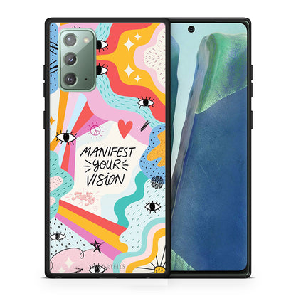 Θήκη Samsung Note 20 Manifest Your Vision από τη Smartfits με σχέδιο στο πίσω μέρος και μαύρο περίβλημα | Samsung Note 20 Manifest Your Vision case with colorful back and black bezels