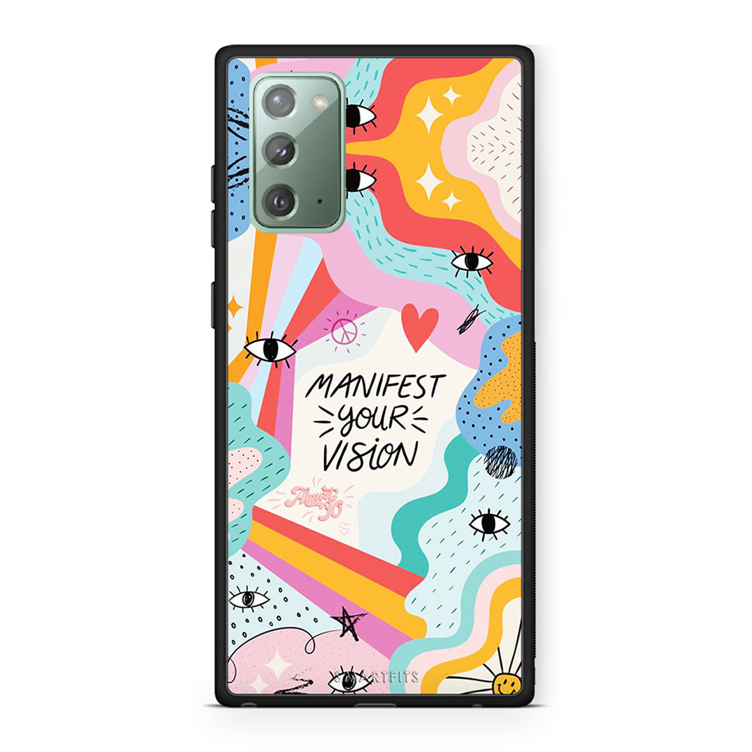 Samsung Note 20 Manifest Your Vision θήκη από τη Smartfits με σχέδιο στο πίσω μέρος και μαύρο περίβλημα | Smartphone case with colorful back and black bezels by Smartfits