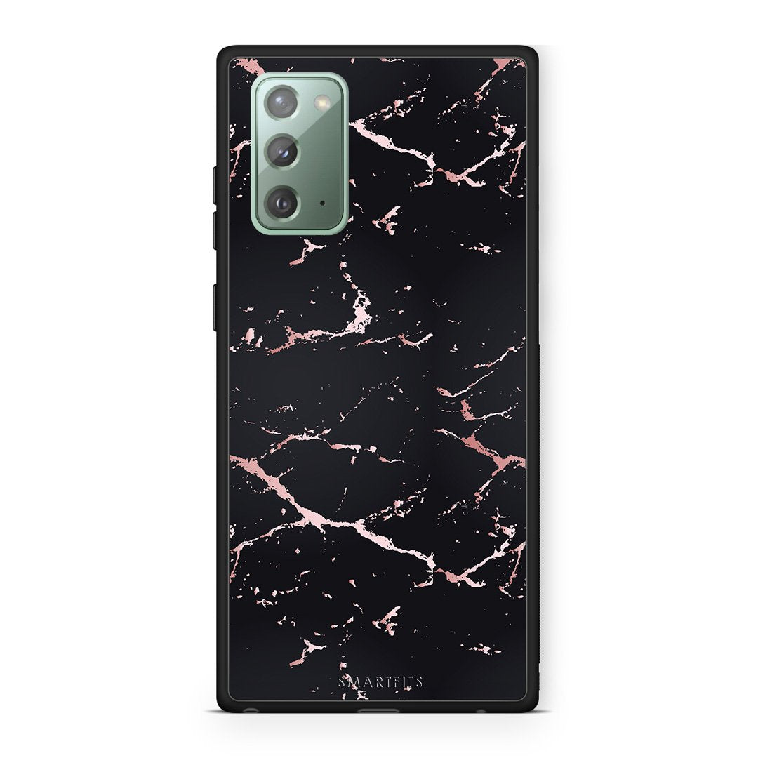 4 - Samsung Note 20  Black Rosegold Marble case, cover, bumper